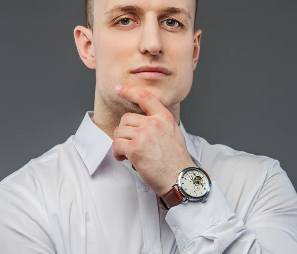 Soccessful business man in white shirt. — Stock Photo, Image