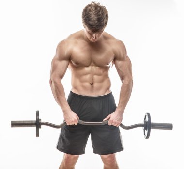 Burbell ile kas genç adam