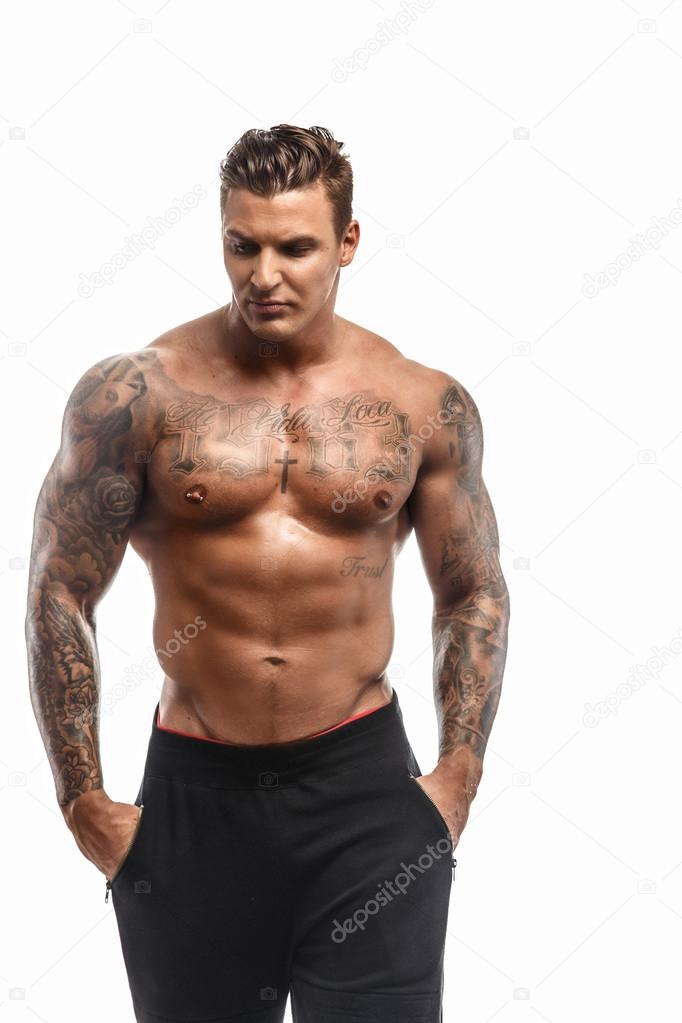 Tattoed muscular man