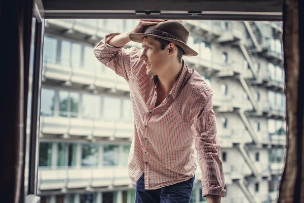 Guy in pink shirt — Stock Photo, Image