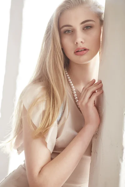 Close up portrait of beautiful slim female — Stock Photo, Image