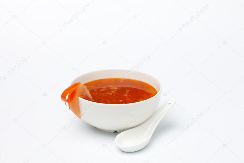 Red tomato creme soup.