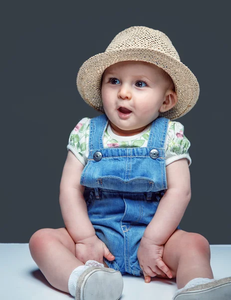 Little child in jeans costume. — Stock Photo, Image