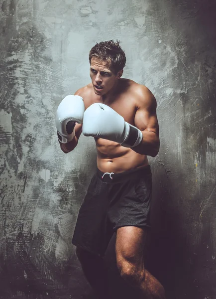 Muscular shirtless fighter. — Stock Photo, Image