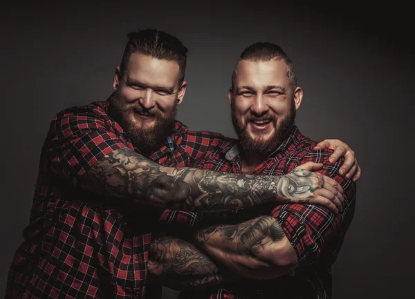 Two smiling brutal bearded males. — Stock Photo, Image