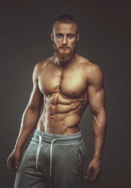 Sakallı kaslı adam.