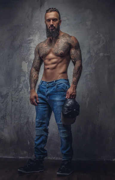Full body portrait of muscular man.