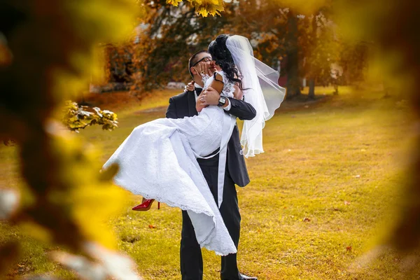 Novia y groomo en la naturaleza . — Foto de Stock