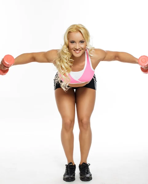 Awesome blond fitness woman. — Stock Photo, Image