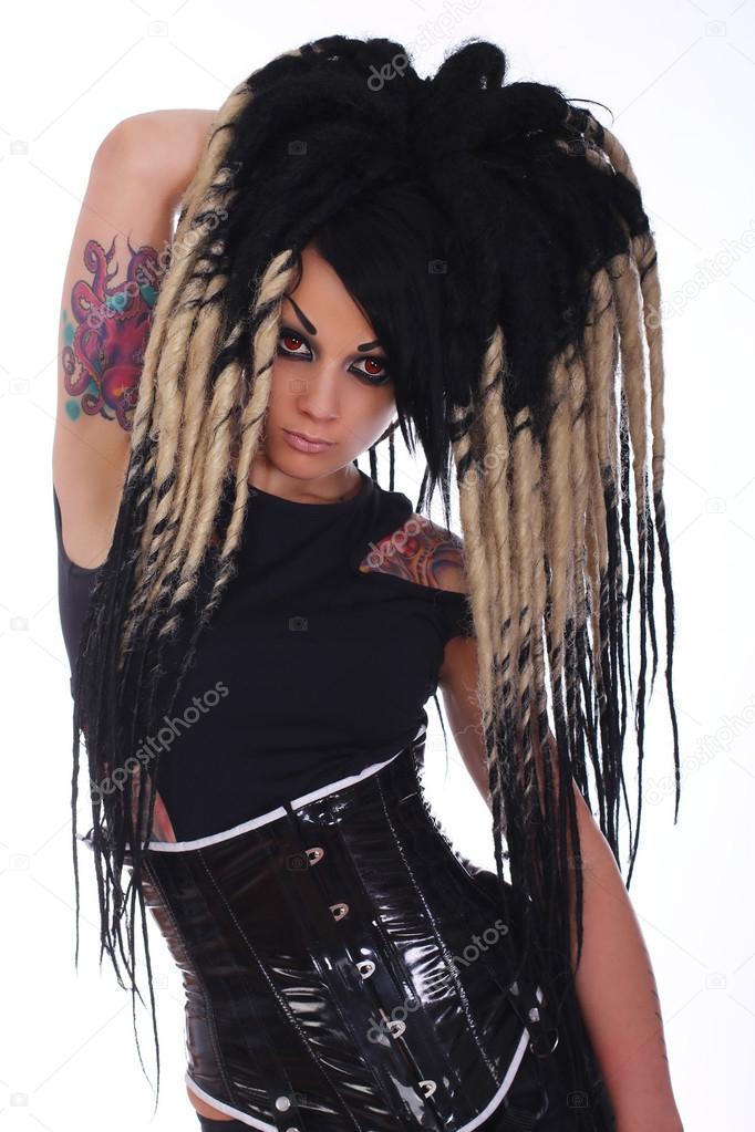 Cute Goth Haircuts Emo Goth Girl With Stylish Haircut Stock
