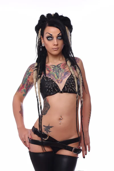 Portrait of tattooed emo girl. — Stock Photo, Image