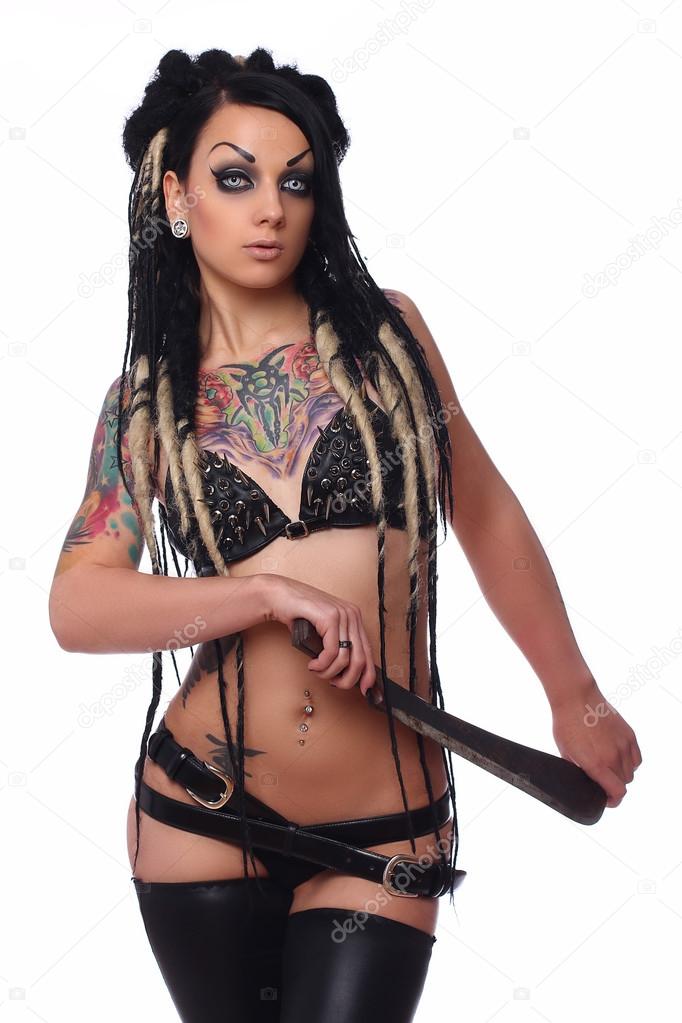 Portrait of tattooed emo girl. Stock Photo by ©fxquadro 90892914