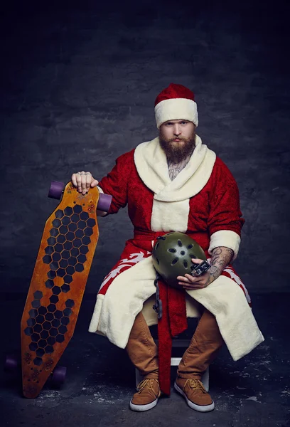Bearded man in Santa's clothes — Stock Photo, Image