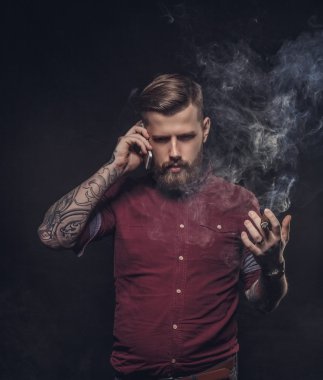 Bearded man with tattooes clipart
