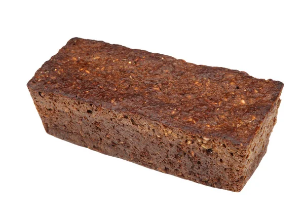 Zelfgemaakt Zwart Brood Met Zaden Geïsoleerd Witte Achtergrond Rechtenvrije Stockfoto's