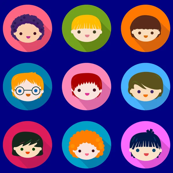 Kids faces set — Stock Vector