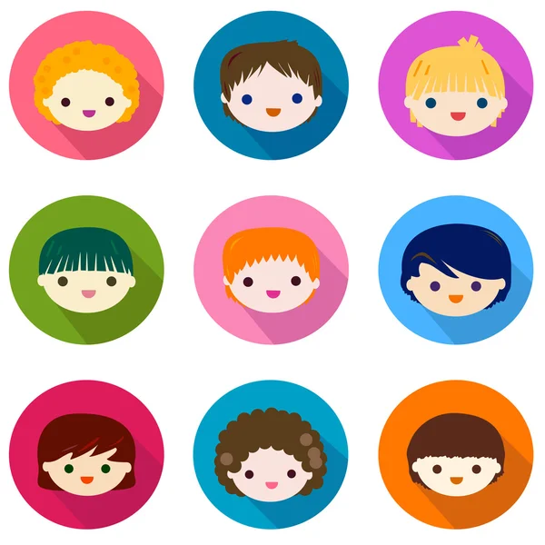 Kids faces set — Stock Vector