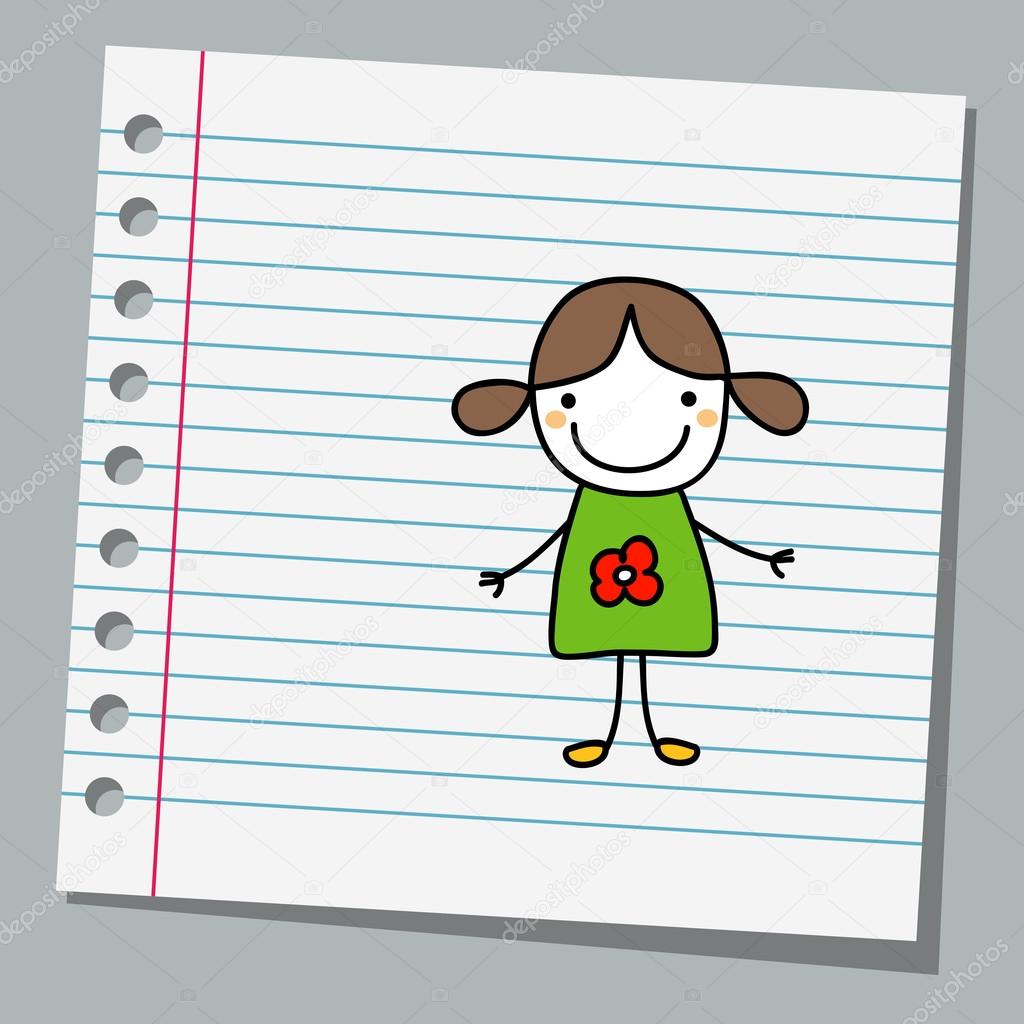 notebook paper with little girl