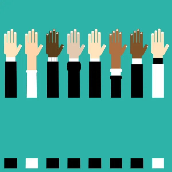 Разнообразие руки подняты — стоковый вектор