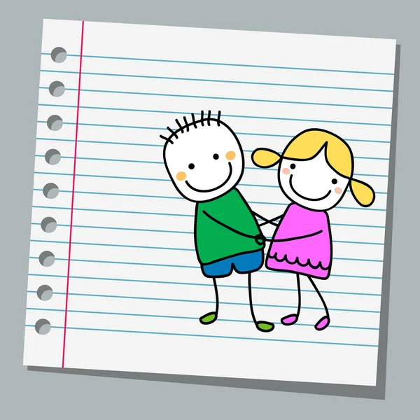 Papier pour ordinateur portable couple mignon — Image vectorielle