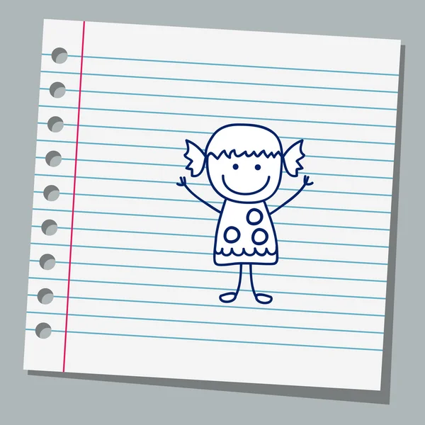 Ноутбук бумаги с маленькой девочкой — стоковый вектор