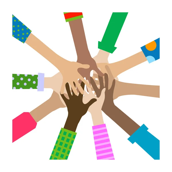 Hands diverse togetherness — Stock Vector