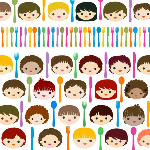 Menu kids faces background — Stock Vector