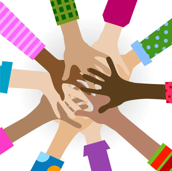 Hands diverse togetherness — Stock Vector