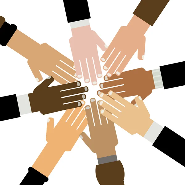Diversity hands together — Stock Vector