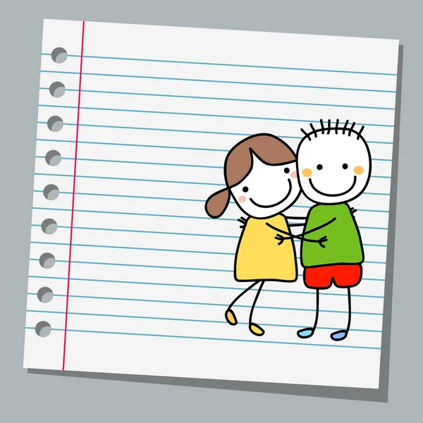 笔记本纸可爱的夫妇 — 图库矢量图片