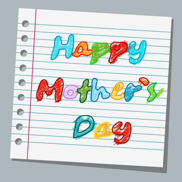 Notebook paper happy mothers day — Stock Vector