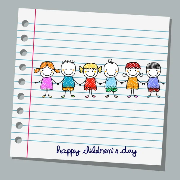 Cuaderno de papel feliz día de los niños — Vector de stock