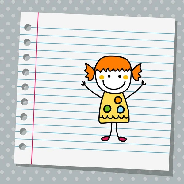 Ριγωτό χαρτί με μικρό κορίτσι — Διανυσματικό Αρχείο
