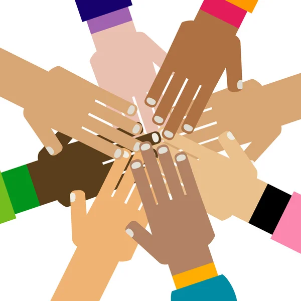 Diversity hands together — Stock Vector