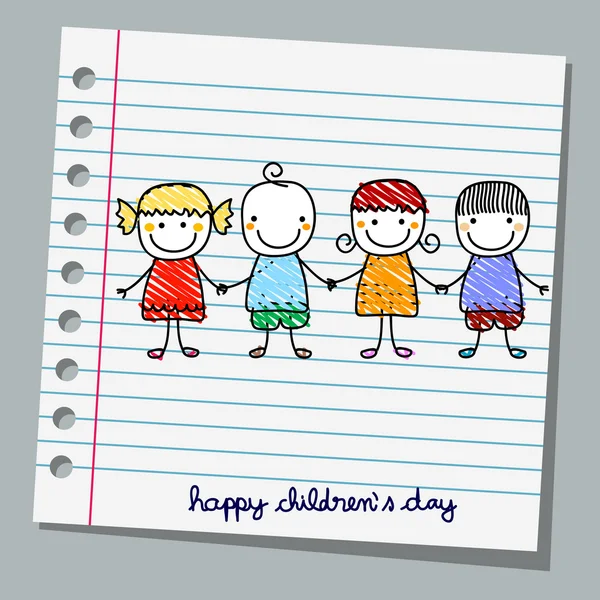 Taccuino carta felice giorno dei bambini — Vettoriale Stock