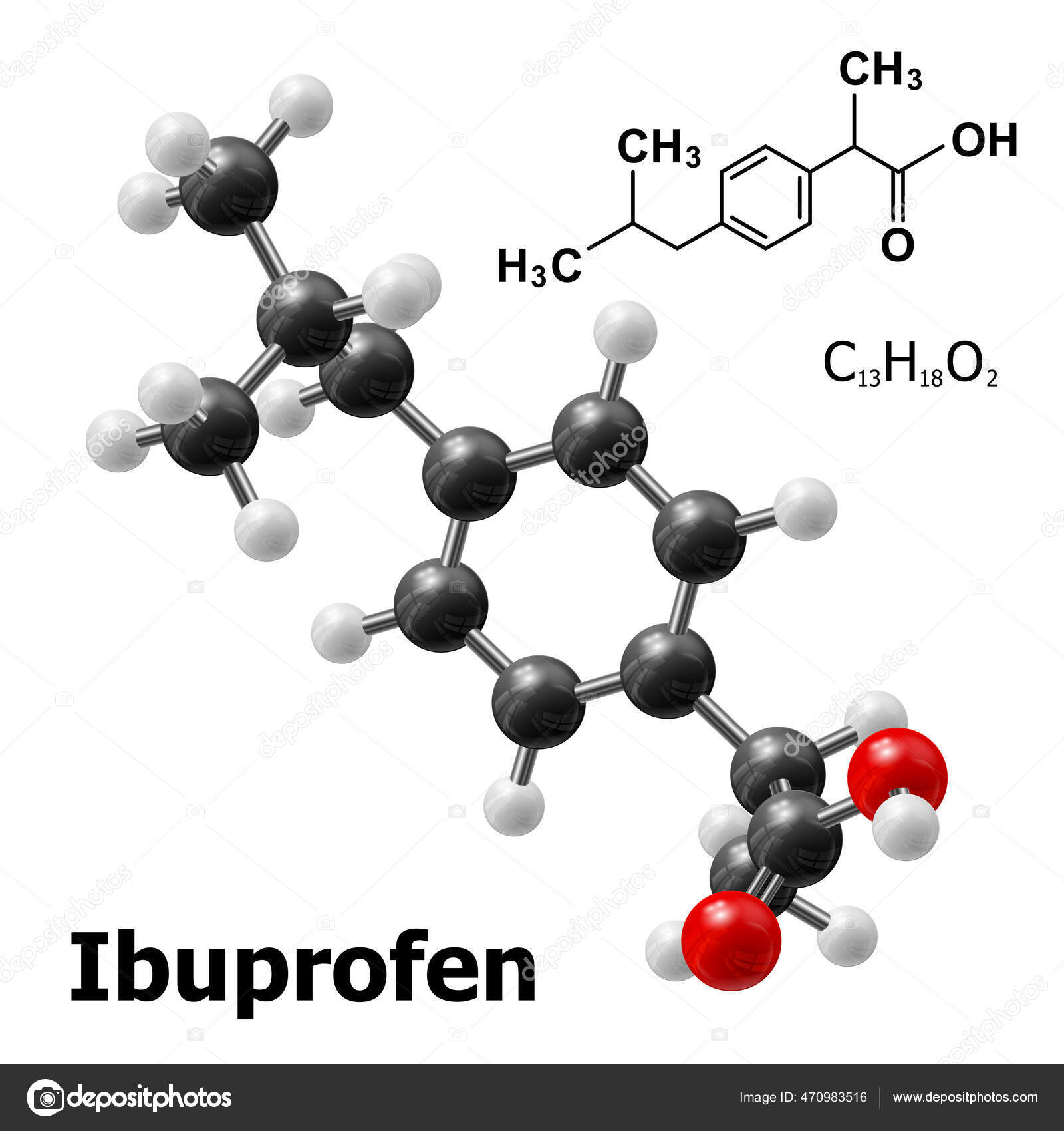 Modèle Structurel Molécule D'ibuprofène image vectorielle par dip2000
