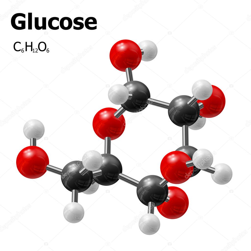 Structural model of glucose molecule