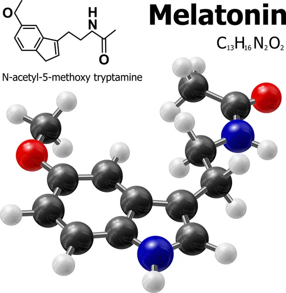 Strukturell Modell Melatoninmolekylen Royaltyfria illustrationer