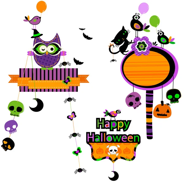 Halloween drôle éléments de conception ensemble — Image vectorielle