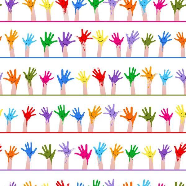 Kleurrijke handen naadloze patroon — Stockvector