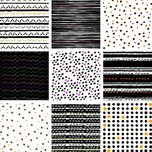 Holloween colors pattern set Stock Vector