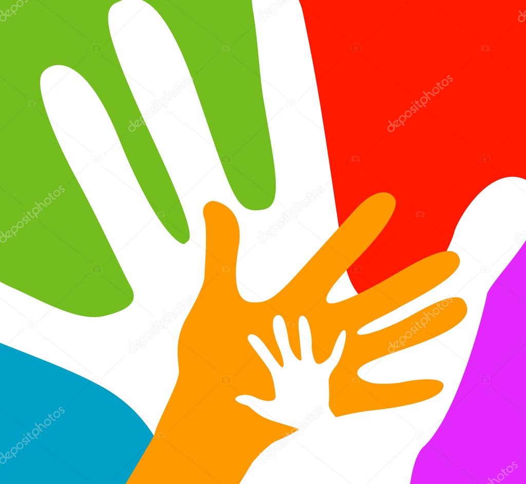 children and adults hands together