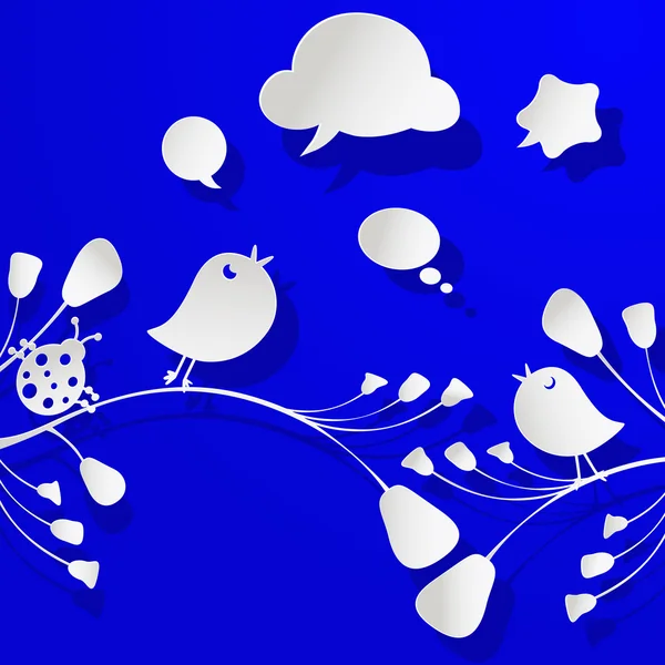 Sprechblasen und Vögel — Stockvektor