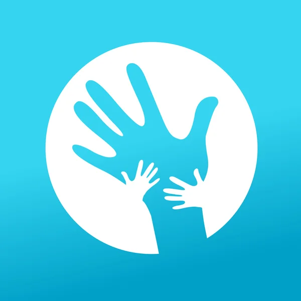 Handen knuffel, kinderen en vader handen samen — Stockvector