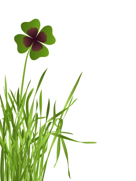 Shamrock blad in gras — Stockvector