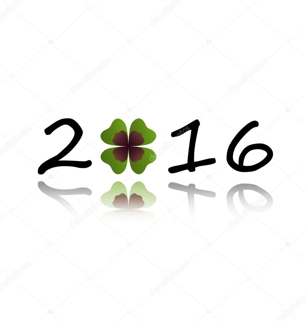 2016 greeting card with shamrock leaf 