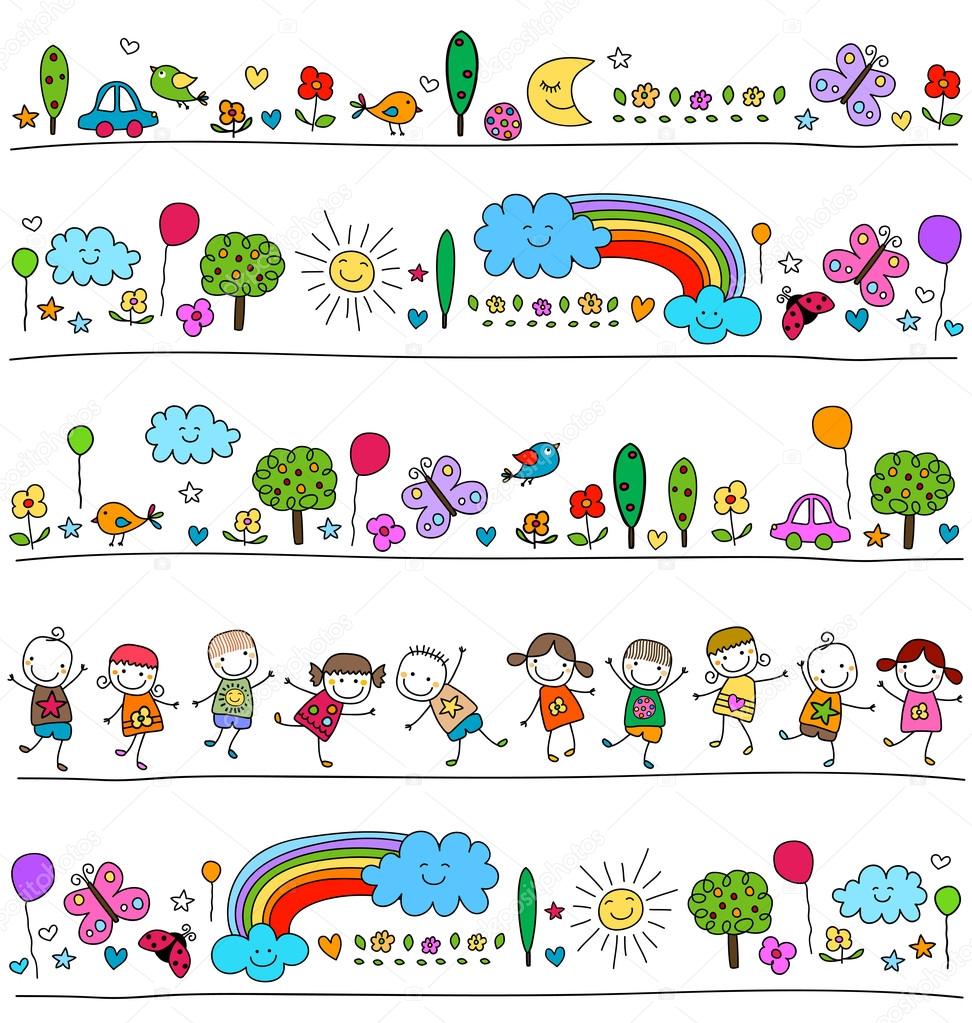 colorful pattern for children with cute nature elements