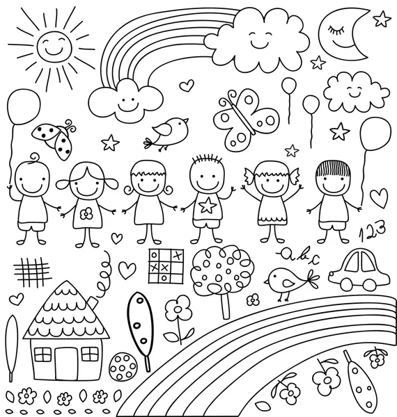 Enfant comme des dessins ensemble — Image vectorielle