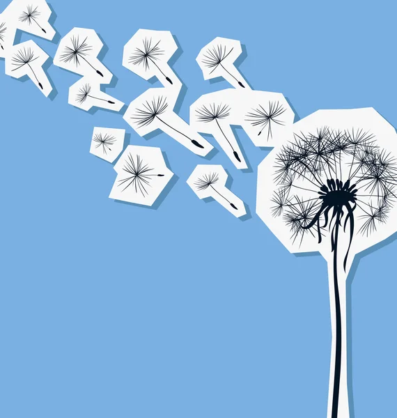 Silhouette de pissenlit dans le vent — Image vectorielle