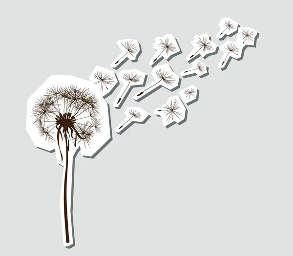 Silhouettes of dandelion in the wind — Stock Vector